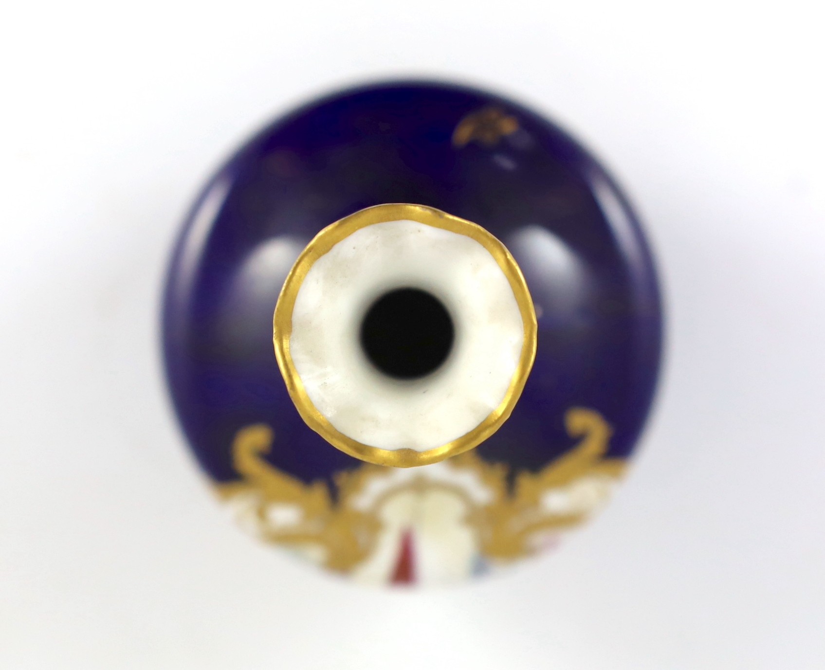 A small Royal Crown Derby vase, painted with boats by WEJ Dean, 11 cms high